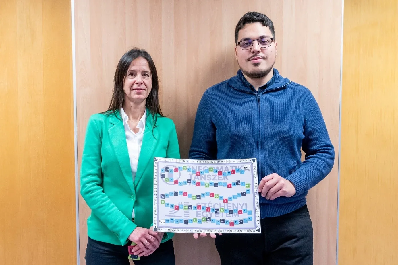 Inspired by Dr Katalin Kovács, Head of the Department of Informatics at Széchenyi István University, the board game was created by Donát Magda, a student of Computer Science Engineering (Photo: András Adorján)